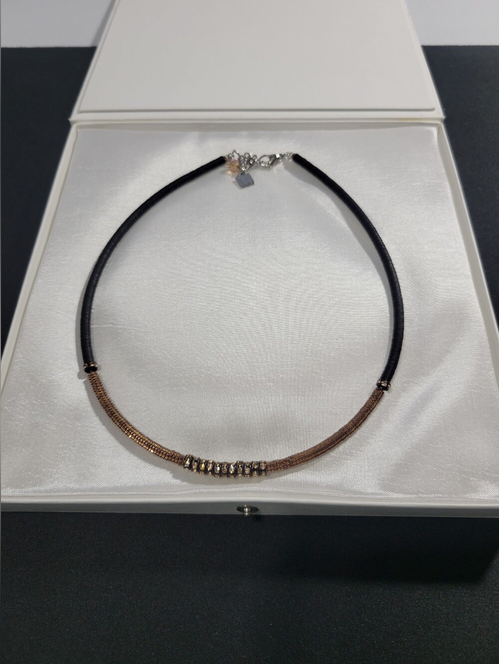 NIB Coeur de Lion Black & Rose Gold Crystal Choker Necklace